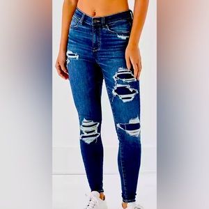 American Eagle Super Hi-Rise Patched Jeggings size 10 juniors